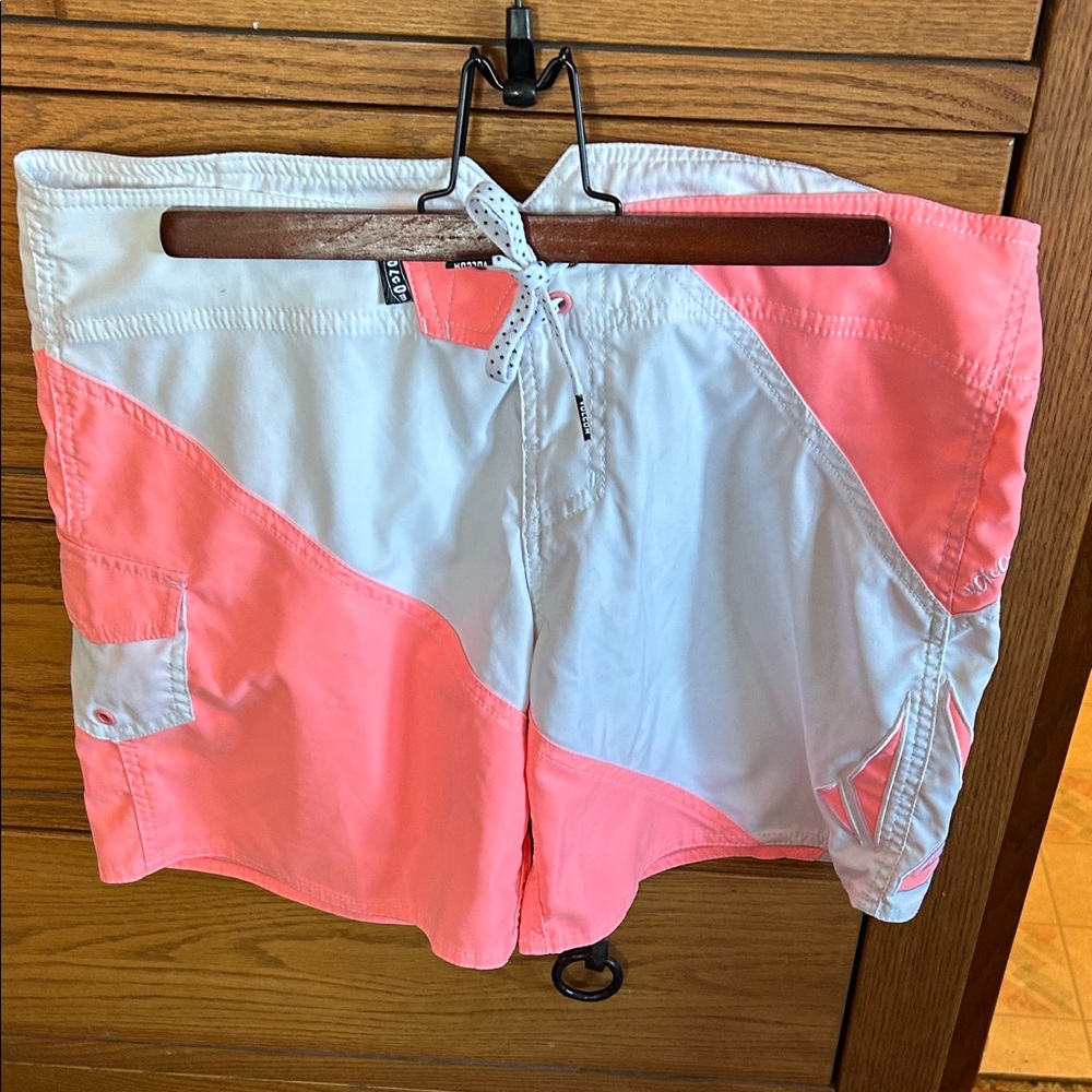Pink and White Swim Shorts